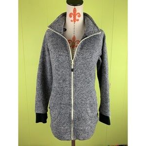 EDDIE BAUER Women's Cardigan Sweater Sz M Gray Full Zip Zipped Pockets